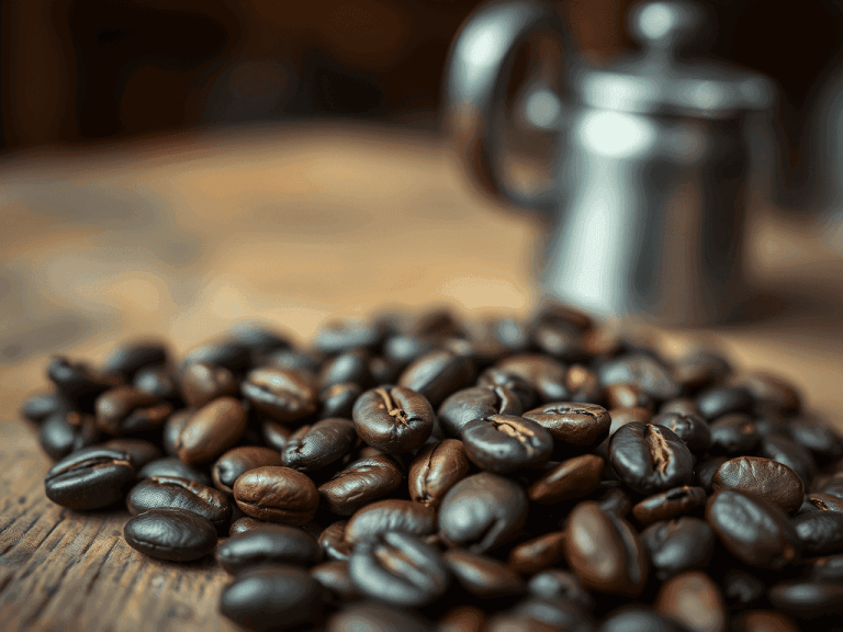 Ilustração dos componentes químicos do grão de café.