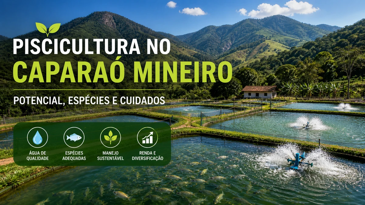 Viveiros de piscicultura no Caparaó Mineiro com água limpa, montanhas e produção rural sustentável