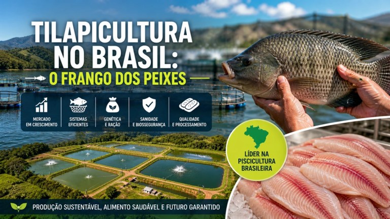 Tilapicultura no Brasil com tilápia, viveiros, tanques-rede, filés e produção aquícola profissional