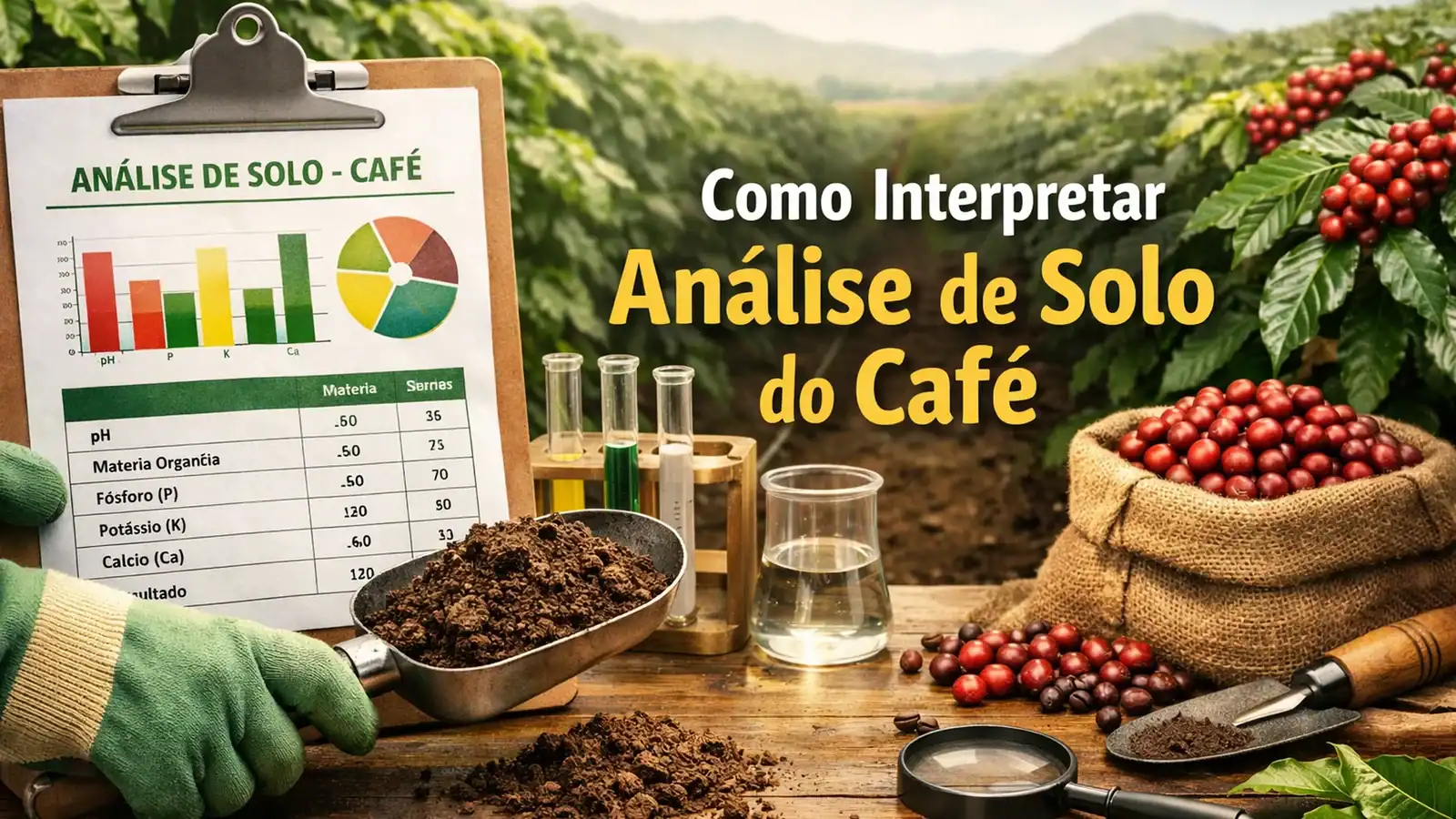 Análise de solo do café com laudo, indicadores de fertilidade e interpretação para correção do solo
